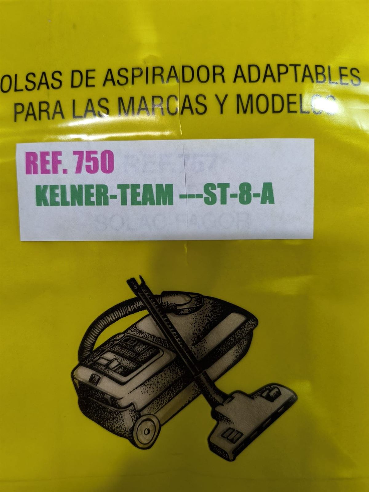 BOLSA ASPIRADOR KELNER, CAJA 5 BOLSAS PAPEL, CARTON 90MM,  ST8A - Imagen 1