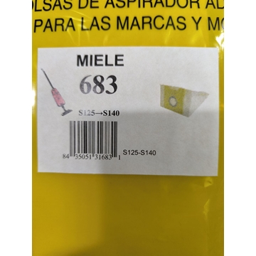 BOLSA ASPIRADOR MIELE, PAQUETE 5 BOLSAS PAPEL, CARTON 96MM, DIAMETRO 44MM, RECANBIO ALTERNATIVO, 683 - Imagen 1