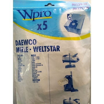 BOLSA ASPIRADOR MIELE, RECAMBIO ALTERNATIVO, MODELOS, S227,S240I,S269I,S282I,S2000, VER FOTO MODELOS MARCAS , PAQUETE 5 BOLSAS PAPEL+1FILTRO, 481981729252, MI129-WS - Imagen 1