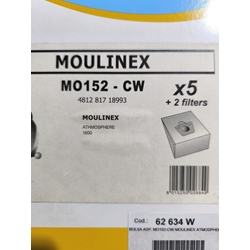 BOLSA ASPIRADOR MOULINEX, ATHMOSPHERE, CAJA 5 BOLSAS+2FILTROS,  MO152-W - Imagen 1