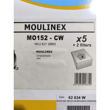 BOLSA ASPIRADOR MOULINEX, ATHMOSPHERE, CAJA 5 BOLSAS+2FILTROS,  MO152-W - Imagen 1