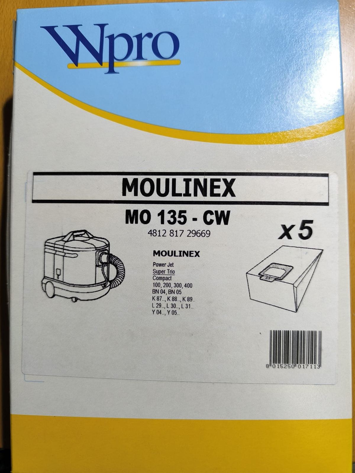 BOLSA ASPIRADOR MOULINEX, CAJA 5 BOLSAS,  MO135-W - Imagen 1