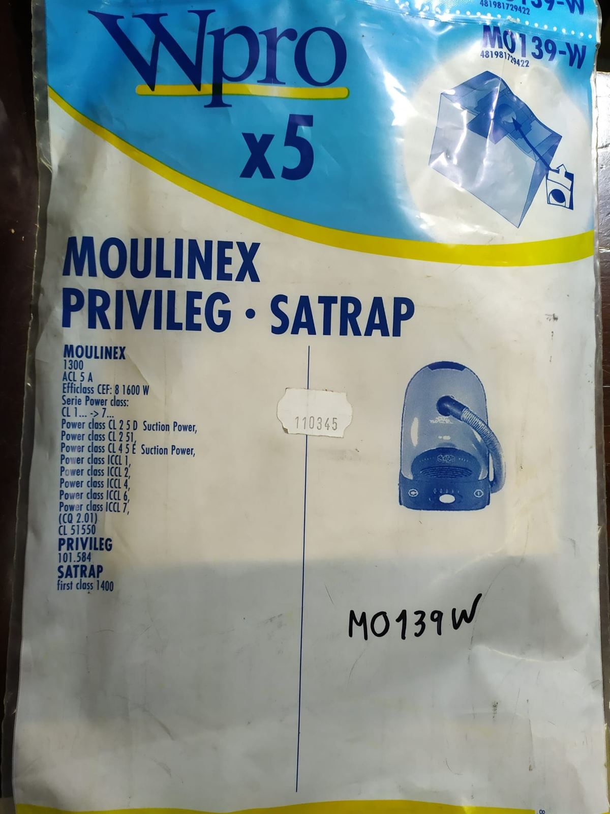 BOLSA ASPIRADOR MOULINEX, CAJA 5 BOLSAS, RECAMBIO ALTERNATIVO, VER FOTO MARCA MODELOS,  MO139W - Imagen 3