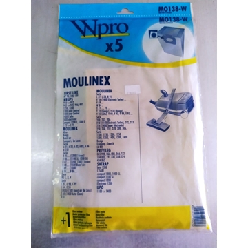BOLSA ASPIRADOR MOULINEX, CAJA 5 BOLSAS, RECAMBIO ALTERNATIVO, VER FOTO MODELO MARCAS,    MO138W,  110360 - Imagen 1