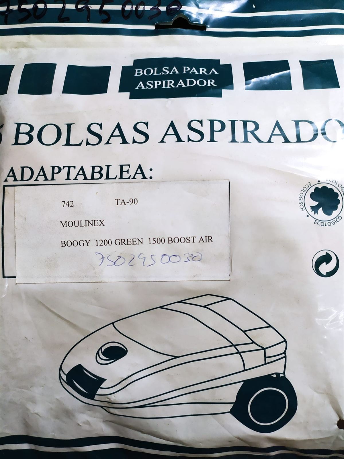 BOLSA ASPIRADOR MOULINEX, CAJA 5 BOLSAS, RECAMBIO ALTERNATIVO, VER FOTO MODELOS, 7502950030 - Imagen 2