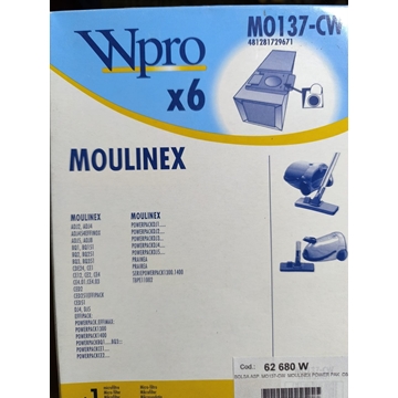 BOLSA ASPIRADOR MOULINEX, CAJA 6 BOLSAS, VER FOTO MODELOS COMPATIBLES,  MO137-CW - Imagen 1