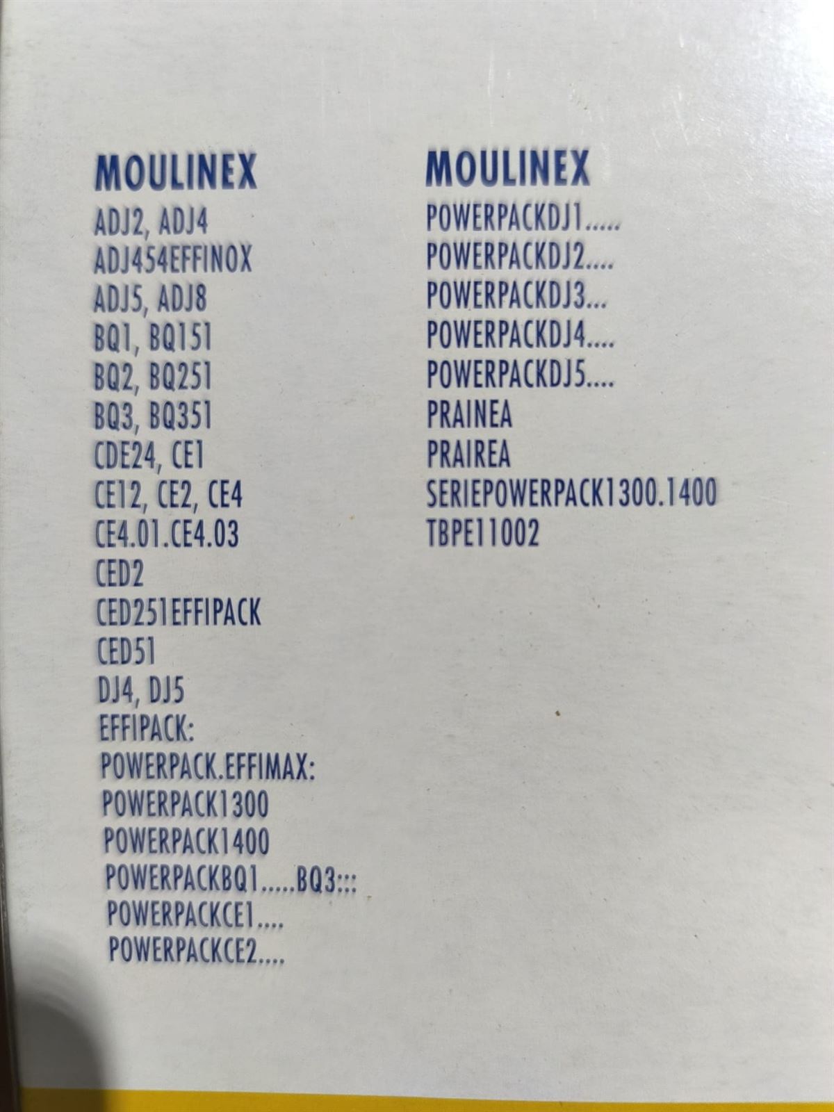 BOLSA ASPIRADOR MOULINEX, CAJA 6 BOLSAS, VER FOTO MODELOS COMPATIBLES,  MO137-CW - Imagen 2