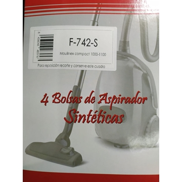 BOLSA ASPIRADOR MOULINEX COMPACT 1000-1100, CAJA 4 BOLSAS SINTETICAS,   F-742-S - Imagen 2