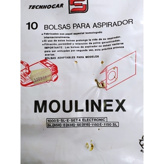 BOLSA ASPIRADOR MOULINEX, VER MODELOS FOTO, PAQUETE 10 BOLSAS, RECAMBIO ALTERNATIVO, 110350 - Imagen 2