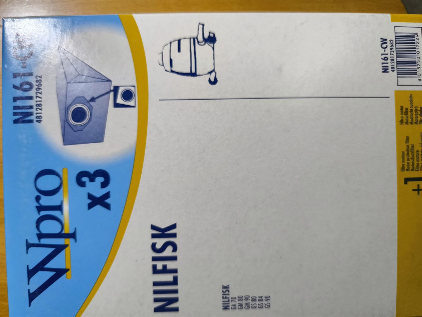 BOLSA ASPIRADOR NILFISK, CAJA 3 BOLSAS+1 FILTRO, NI161-CW - Imagen 1