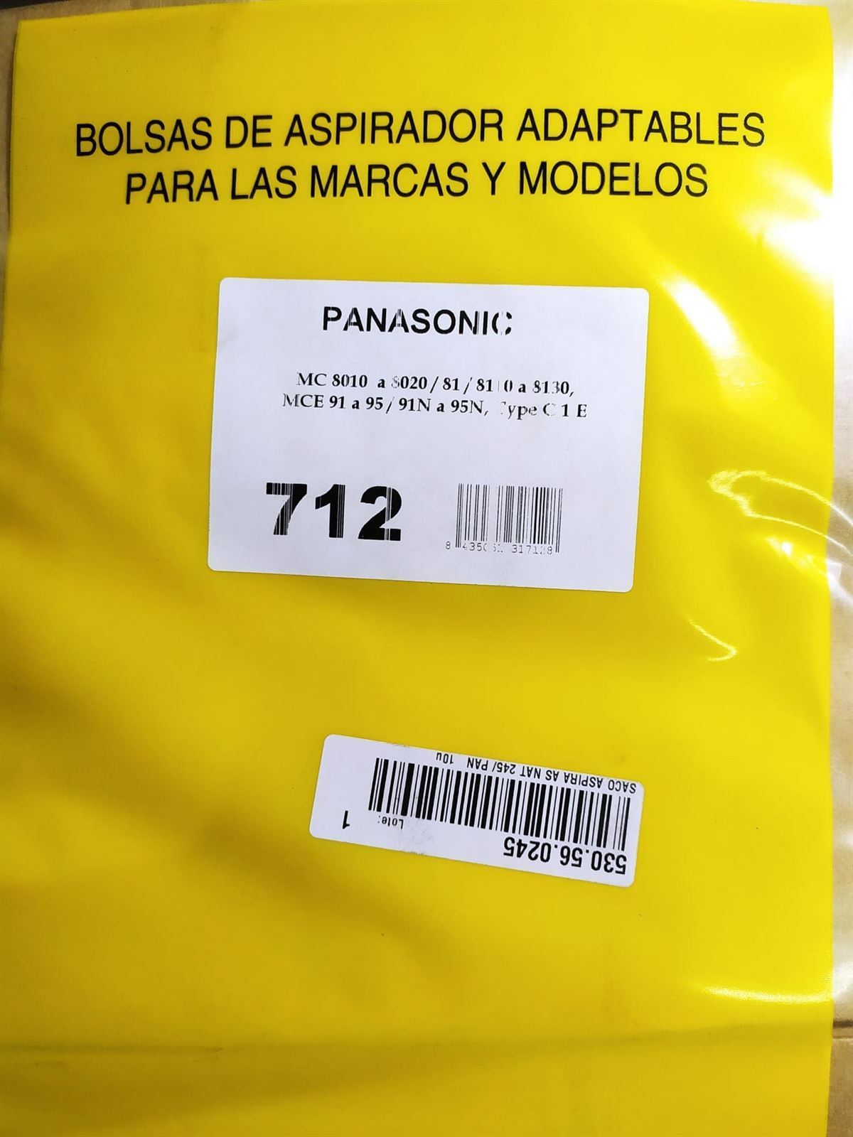 BOLSA ASPIRADOR PANASONIC, CAJA 10 UNIDADES, VER MODELOS FOTO, CALIDAD ALTERNATIVA,  530560245 - Imagen 1