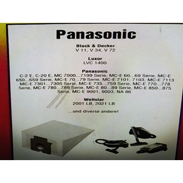 BOLSA ASPIRADOR PANASONIC, CAJA 4 UNIDADES+ 3 FILTROS, MC7000, VER MODELOS FOTO, CALIDAD ALTERNATIVA,   423740 - Imagen 1