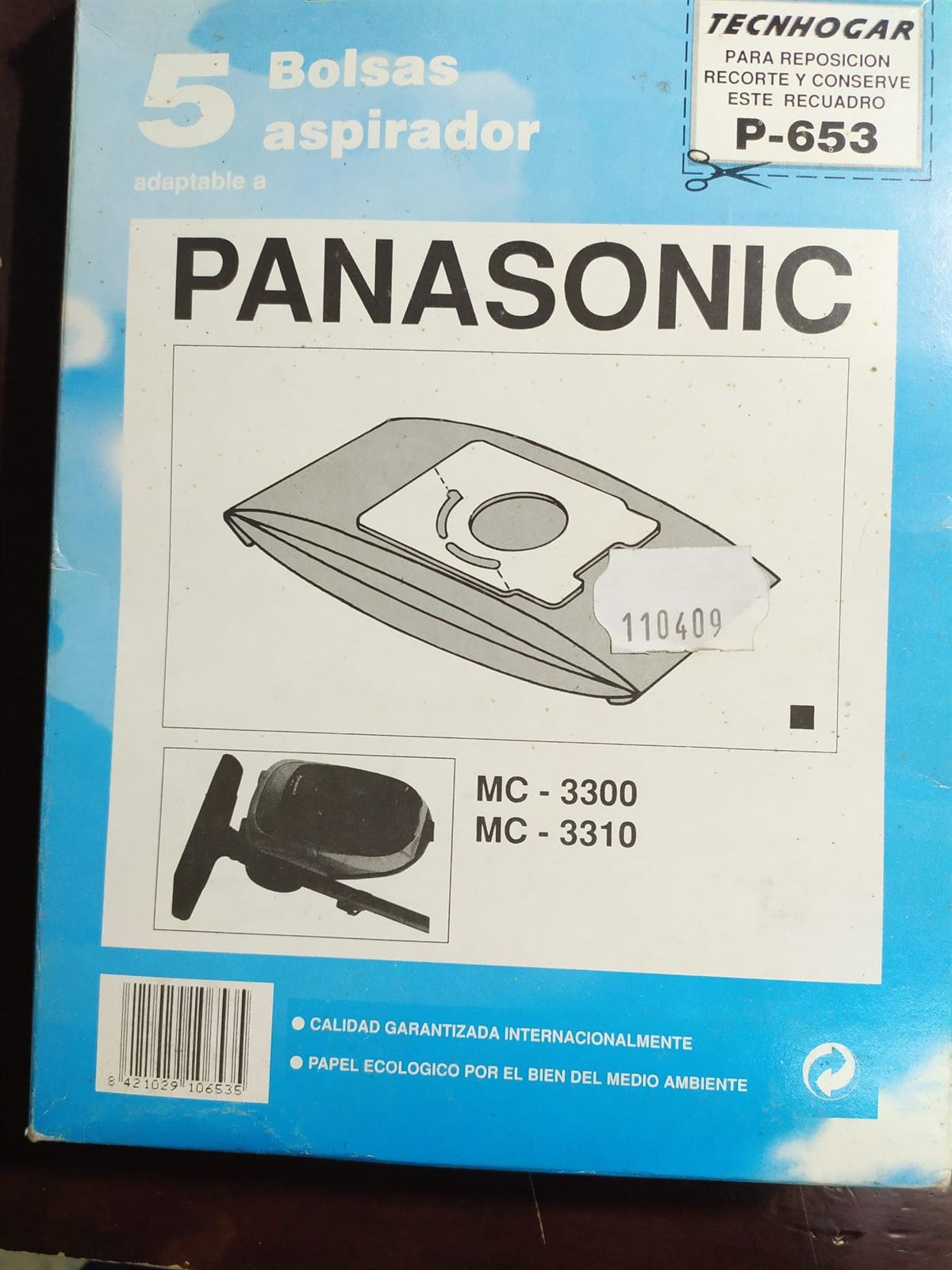 BOLSA ASPIRADOR PANASONIC, CAJA 5 UNIDADES, VER MODELOS FOTO, CALIDAD ALTERNATIVA,  F-653 - Imagen 2