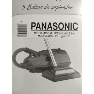 BOLSA ASPIRADOR PANASONIC, CAJA 5 UNIDADES, VER MODELOS, FOTO, CALIDAD ALTERNATIVA,  F-707 - Imagen 1