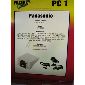 BOLSA ASPIRADOR PANASONIC, CAJA 5 UNIDADES, VER MODELOS, FOTO,  P-712 - Imagen 1