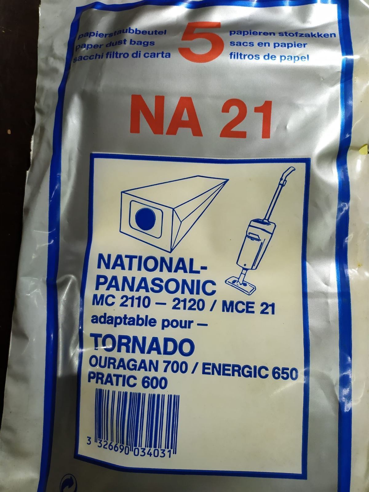 BOLSA ASPIRADOR PANASONIC, CAJA 5 UNIDADES, VER MODELOS MARCAS FOTO, CALIDAD ALTERNATIVA, NA21A - Imagen 1