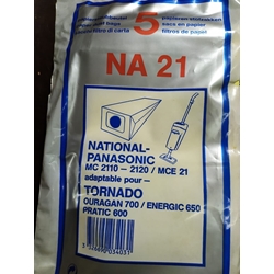 BOLSA ASPIRADOR PANASONIC, CAJA 5 UNIDADES, VER MODELOS MARCAS FOTO, CALIDAD ALTERNATIVA, NA21A - Imagen 1