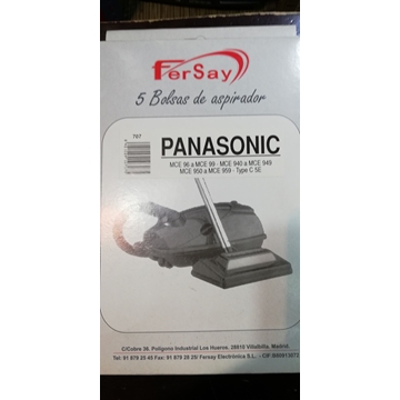 BOLSA ASPIRADOR PANASONIC, PAQUETE DE 5 BOLSAS, MCE96 A 99, MCE940 A 959, 7953430060, F-707 - Imagen 2