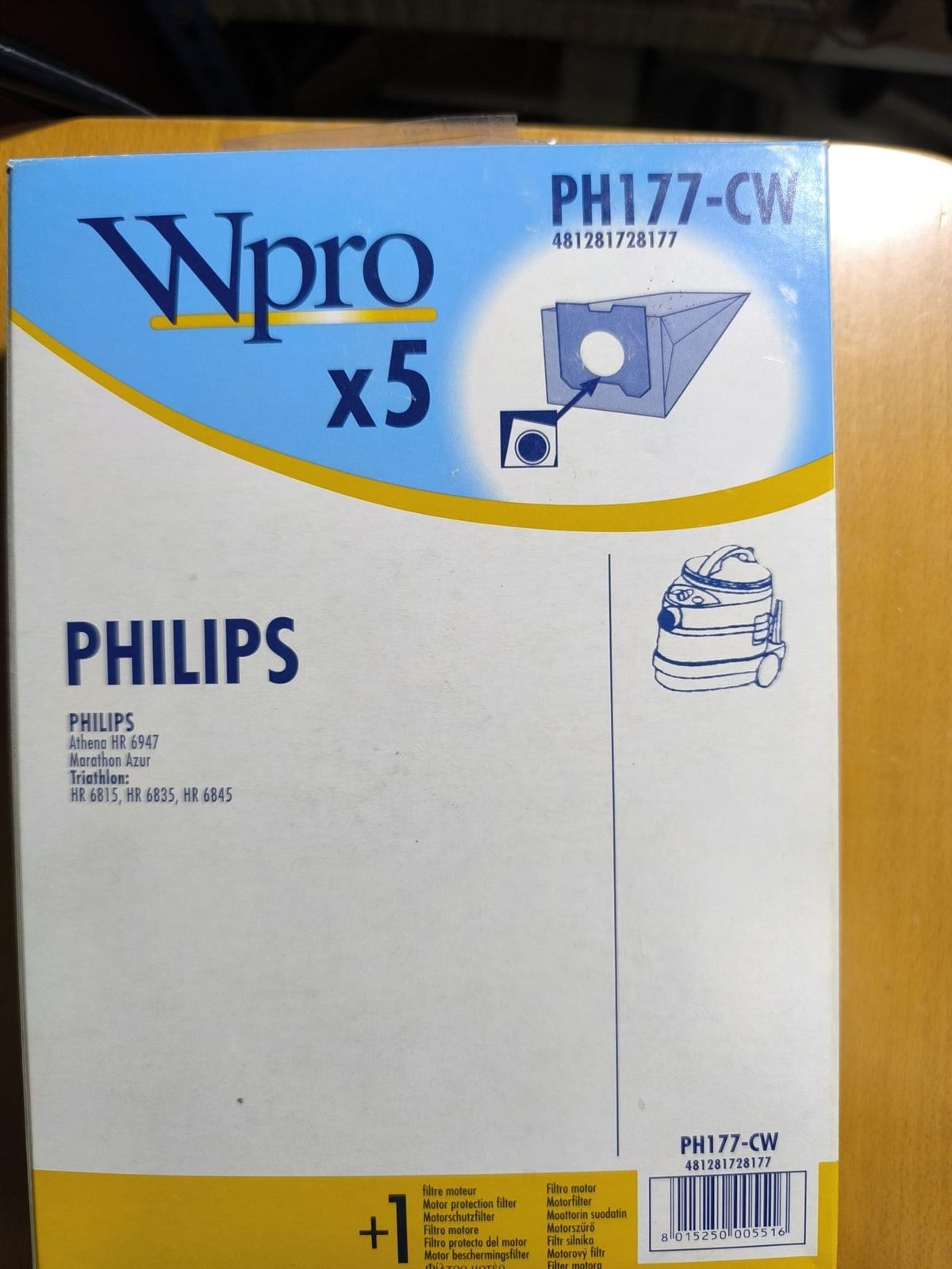 BOLSA ASPIRADOR PHILIPS, CAJA 5 BOLSAS+1FILTRO, VER FOTO MODELOS,  PH177-CW - Imagen 1