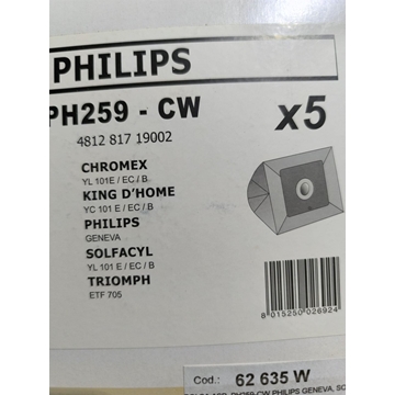 BOLSA ASPIRADOR PHILIPS, CAJA 5 BOLSAS, VER FOTO MODELOS, PH259-CW - Imagen 1
