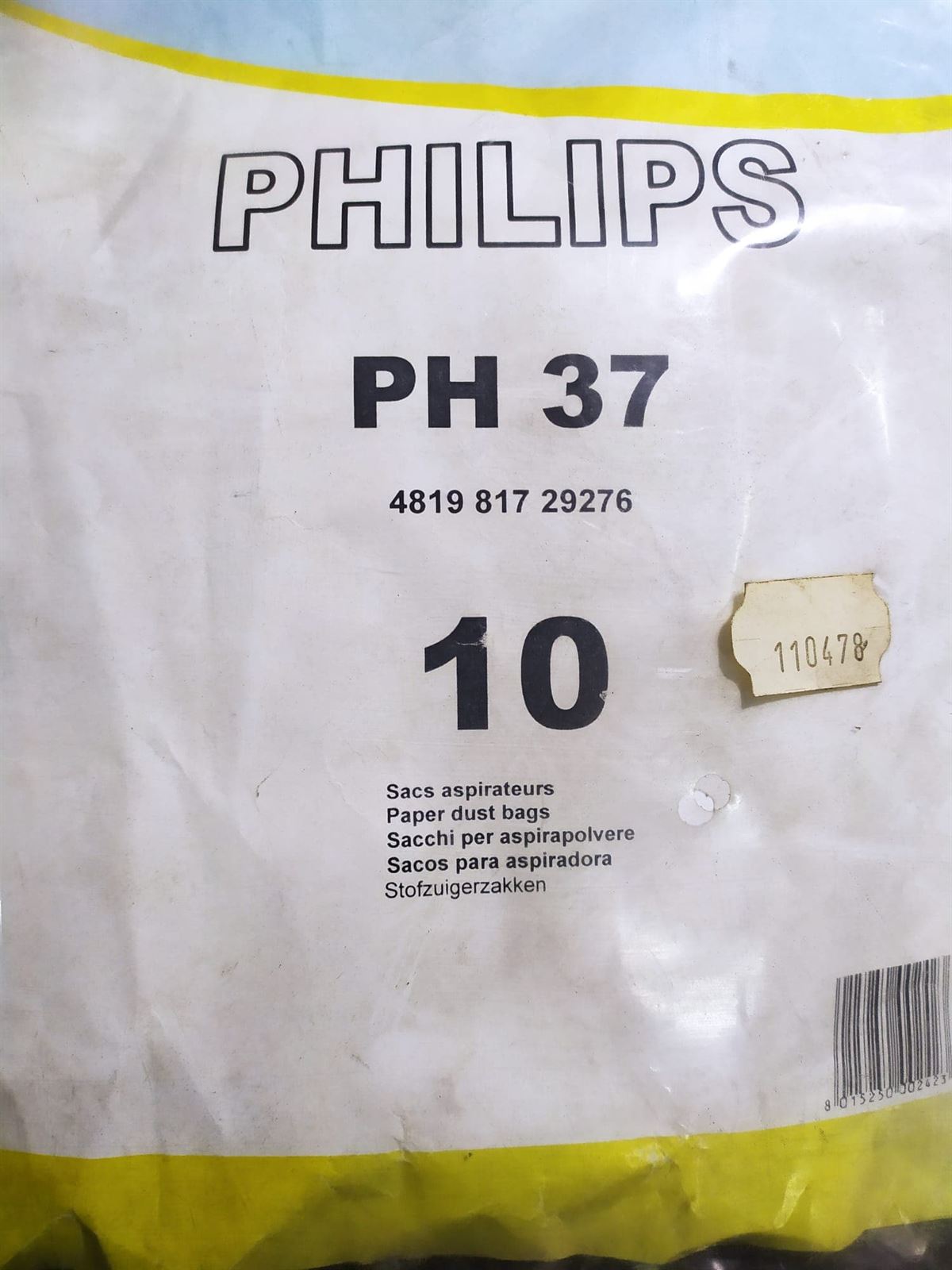 BOLSA ASPIRADOR PHILIPS, PAQUETE 10 BOLSAS, VER FOTO MODELO, RECAMBIO ALTERNATIVO, 110478 - Imagen 1