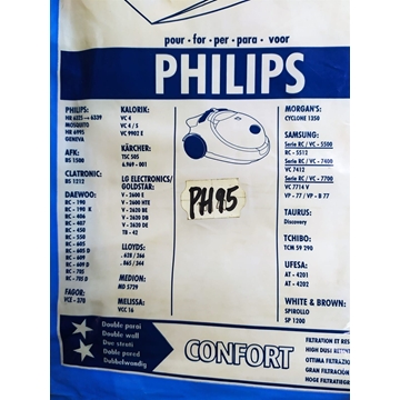 BOLSA ASPIRADOR PHILIPS, PAQUETE 6 BOLSAS+1 FILTRO, VER FOTOS MODELOS MARCAS, RECAMBIO ALTERNATIVO,  PH95 - Imagen 2