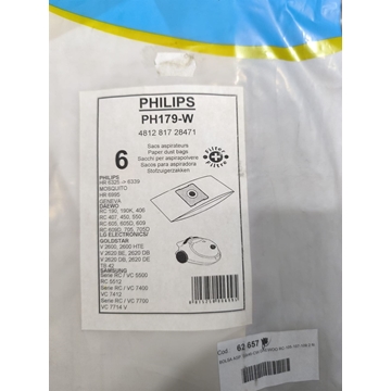 BOLSA ASPIRADOR PHILIPS, PAQUETE 6 BOLSAS, CARTON 94/97/108MM, DIAMETRO 45MM, RECANBIU ALTERNATIVO, VER FOTO MODELOS Y MARCAS COMPATIBLES, PH179-W - Imagen 1