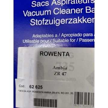 BOLSA ASPIRADOR ROWENTA, AMBIA ZR47, CAJA 5 BOLSAS, RECAMBIO ALTERNATIVO, CARTON 97MM, DIAMETRO 35MM, ZR47 - Imagen 1
