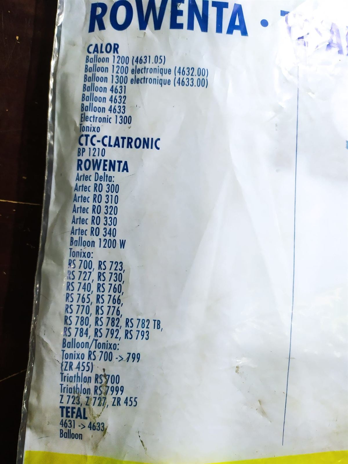 BOLSA ASPIRADOR ROWENTA, CAJA 10 BOLSAS PAPEL, RECAMBIO ALTERNATIVO, VER FOTO MODELOS MARCAS,    RO193-W,   110524 - Imagen 2