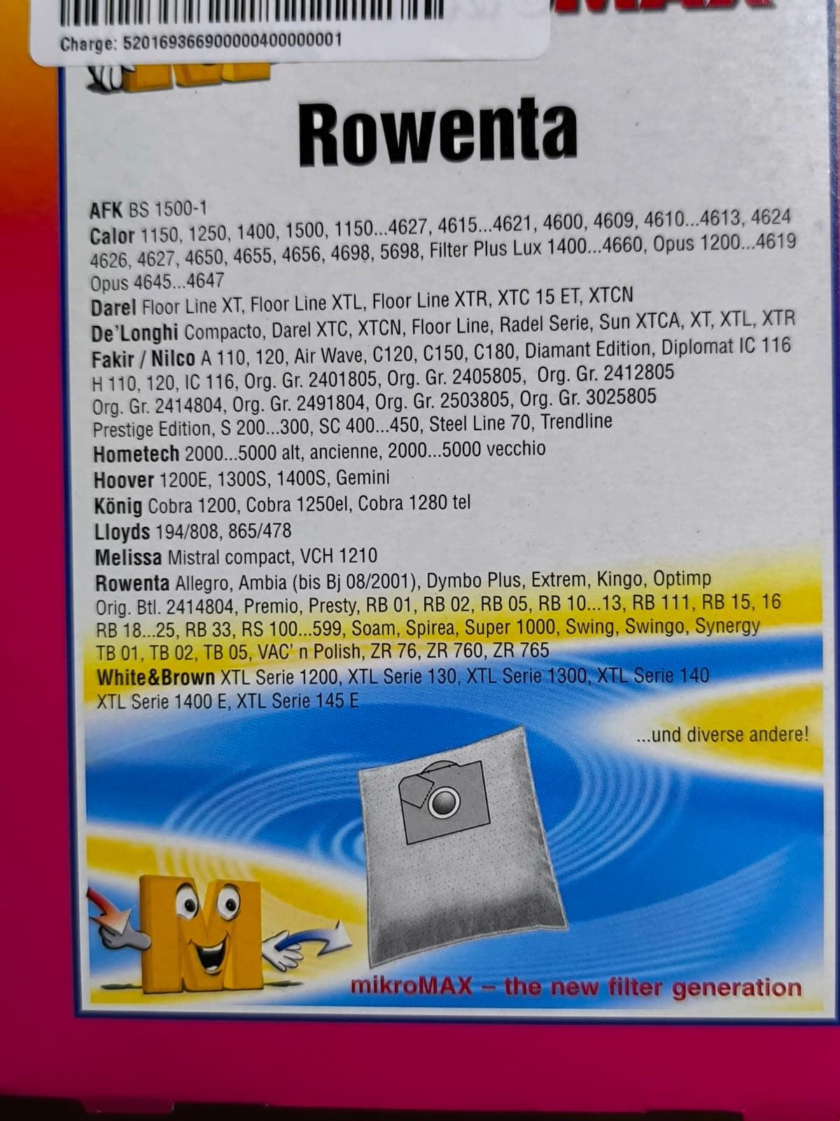 BOLSA ASPIRADOR ROWENTA, CAJA 4 BOLSAS + 2 FILTROS, RECAMBIO ALTERNATIVO, VER FOTO MODELOS, 7746147 - Imagen 2