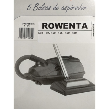 BOLSA ASPIRADOR ROWENTA, CAJA 5 BOLSAS PAPEL, RECAMBIO ALTERNATIVO, VER FOTO MODELOS,  F-670 - Imagen 1