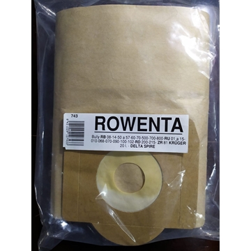 BOLSA ASPIRADOR ROWENTA, CAJA 5 BOLSAS PAPEL, RECAMBIO ALTERNATIVO, VER FOTO MODELOS MARCAS,  F-743 - Imagen 1