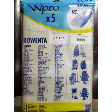 BOLSA ASPIRADOR ROWENTA, CAJA 5 BOLSAS PAPEL, VER FOTO MODELOS MARCAS, ASPIRADOR DE CUBO,   62503W,  481981729281 - Imagen 1