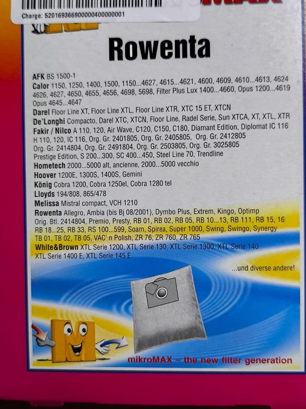 BOLSA ASPIRADOR ROWENTA, CAJA 5 BOLSAS, RECAMBIO ALTERNATIVO, VER FOTO MODELOS,  F-741 - Imagen 2