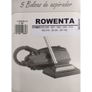 BOLSA ASPIRADOR ROWENTA DYMBO, CAJA 5 BOLSAS PAPEL, VER MODELOS FOTO, KIT 2 CAJAS,   F-660 - Imagen 1