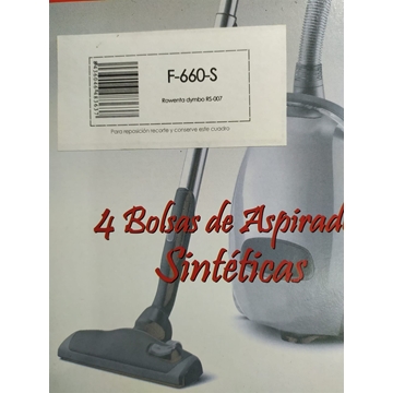 BOLSA ASPIRADOR ROWENTA DYMBO RS-007, PAQUETE 4 BOLSAS SINTETICAS,     F-660-S - Imagen 2