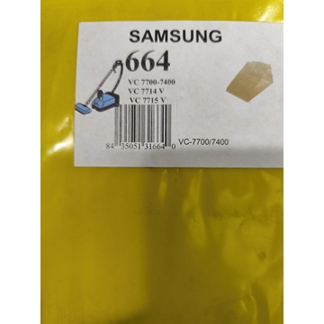 BOLSA ASPIRADOR SAMSUNG, CAJA 5 BOLSAS, RECAMBIO ALTERNATIVO, CARTON 98MM, DIAMETRO 45MM, VC7700 - Imagen 1