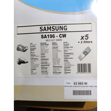 BOLSA ASPIRADOR SAMSUNG, CAJA 5 UNIDADES+2FILTROS, VER FOTO MODELOS COMPATIBLES, SA196-CW - Imagen 1