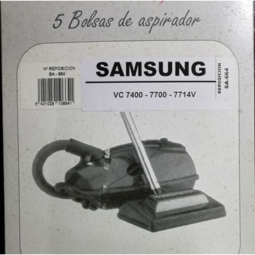 BOLSA ASPIRADOR SAMSUNG VC-7400-7700-7714, PAQUETE 5 BOSLSAS, F-664 - Imagen 2