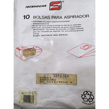 BOLSA ASPIRADOR SAMSUNG, VER MODELOS FOTO TC-9014, PAQUETE 10 BOLSAS, RECAMBIO ALTERNATIVO,  7746160 - Imagen 1