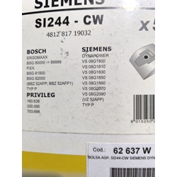 BOLSA ASPIRADOR SIEMENS, BOSCH, CAJA 5 BOLSAS, VER FOTO MODELOS, SI244-CW - Imagen 1
