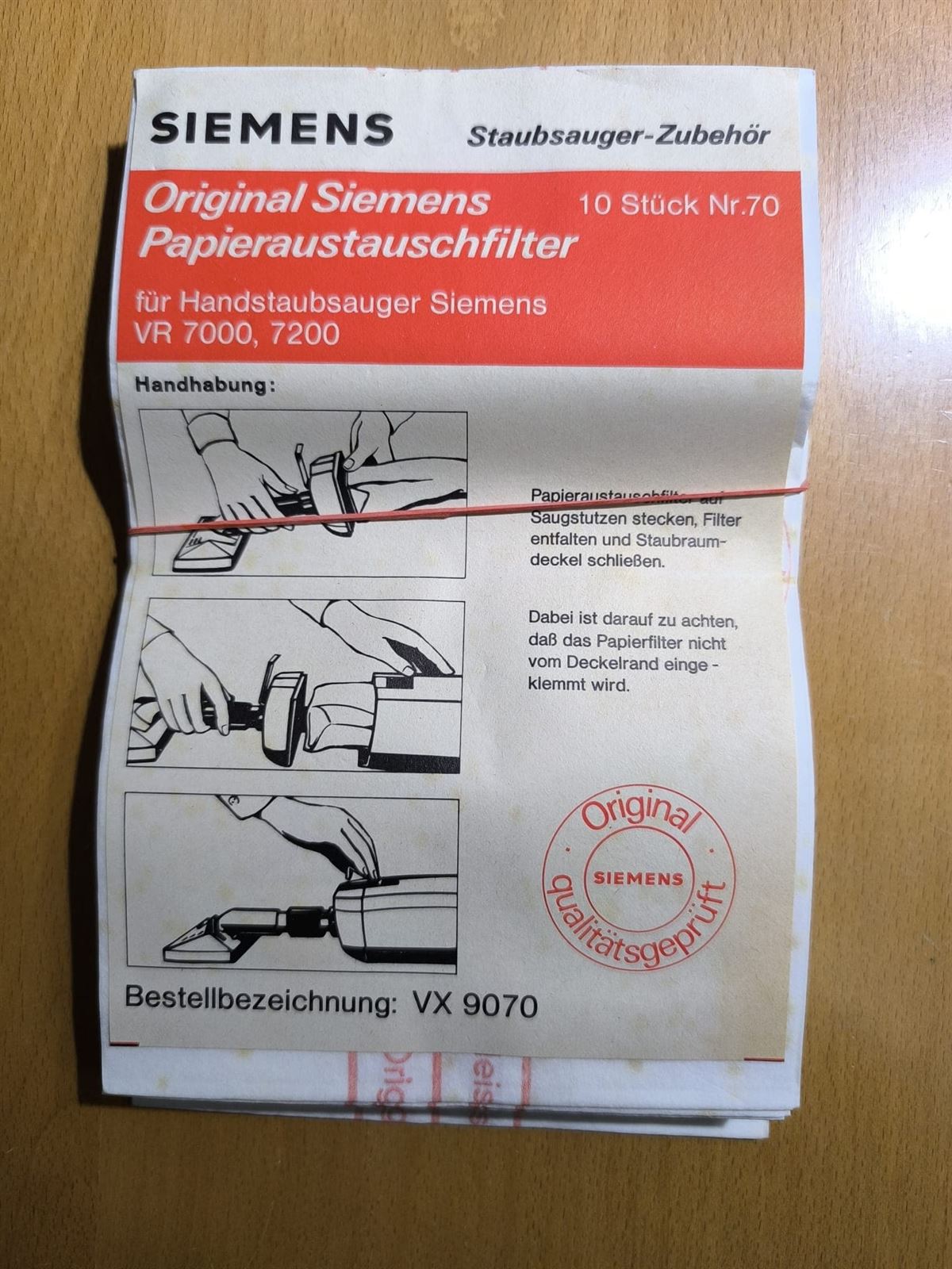 BOLSA ASPIRADOR SIEMENS, CAJA 10 BOLSAS, CARTON 110MM, DIAMETRO 41MM,  VR7200 - Imagen 1