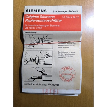 BOLSA ASPIRADOR SIEMENS, CAJA 10 BOLSAS, CARTON 110MM, DIAMETRO 41MM,  VR7200 - Imagen 1