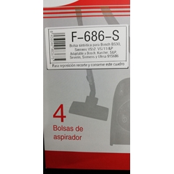 BOLSA ASPIRADOR SIEMENS VS52, VS711, CAJA 4 BOLSAS,  F-686-S - Imagen 2