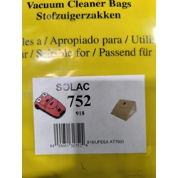 BOLSA ASPIRADOR SOLAC, CAJA 5 BOLSAS PAPEL, CARTON 74MM,   752 - Imagen 1