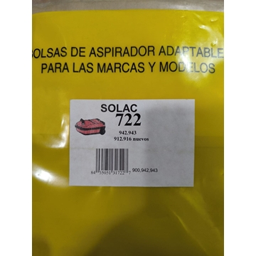 BOLSA ASPIRADOR SOLAC, CAJA 5 BOLSAS PAPEL, CARTON 94MM, DIAMETRO 47MM, 942 - Imagen 1