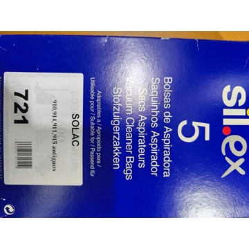 BOLSA ASPIRADOR SOLAC, PAQUETE 5 BOLSAS, 910, 914, 911, 915, CARTON 80/80/111MM, DIAMETRO 48,   721 - Imagen 1