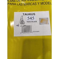 BOLSA ASPIRADOR TAURUS VOYAGER, PAQUETE 5 BOLSAS, CARTON 109X97MM, DIAMETRO 46MM,  545 - Imagen 1