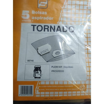 BOLSA ASPIRADOR TORNADO CUBO, PROGRESS, PLEIN AIR LIQUIDOS, CAJA 5 BOLSAS, VER FOTO MODELOS, CARTON DIAMETRO 60 MM, ANCHO 165MM,   110670 - Imagen 1