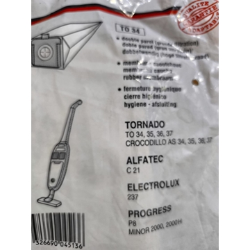 BOLSA ASPIRADOR TORNADO, ELECTROLUX, PROGRESS, CAJA 5 BOLSAS PAPEL, CARTON 75MM, DIAMETRO 42MM, TO34 - Imagen 2